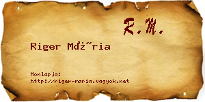 Riger Mária névjegykártya